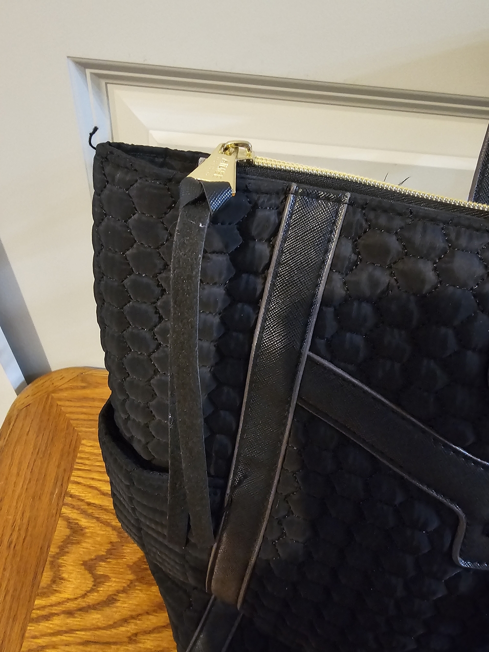 Aimee Kestenberg Black Quilted Tote with Gold Trim - Picture 8 of 16